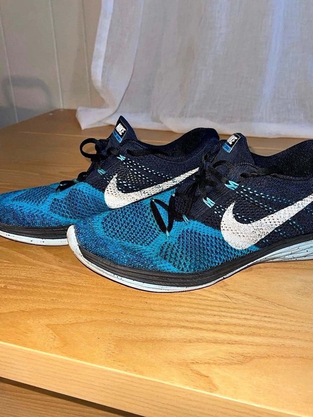 Nike Flyknit Lunar 3 Running Shoes Blue & Black US 11